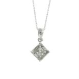 Vari-cut diamond cluster pendant, with chain