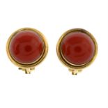 Mid 20th century 18ct gold coral earrings