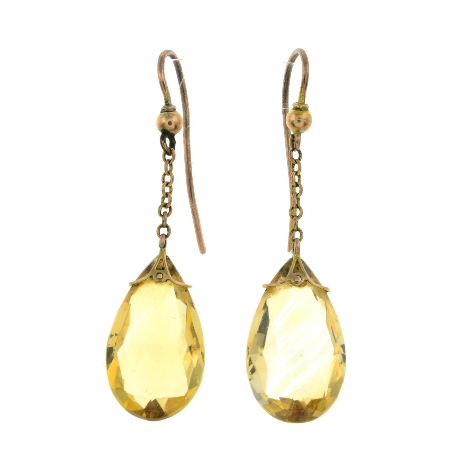 Early 20th century gold citrine earrings