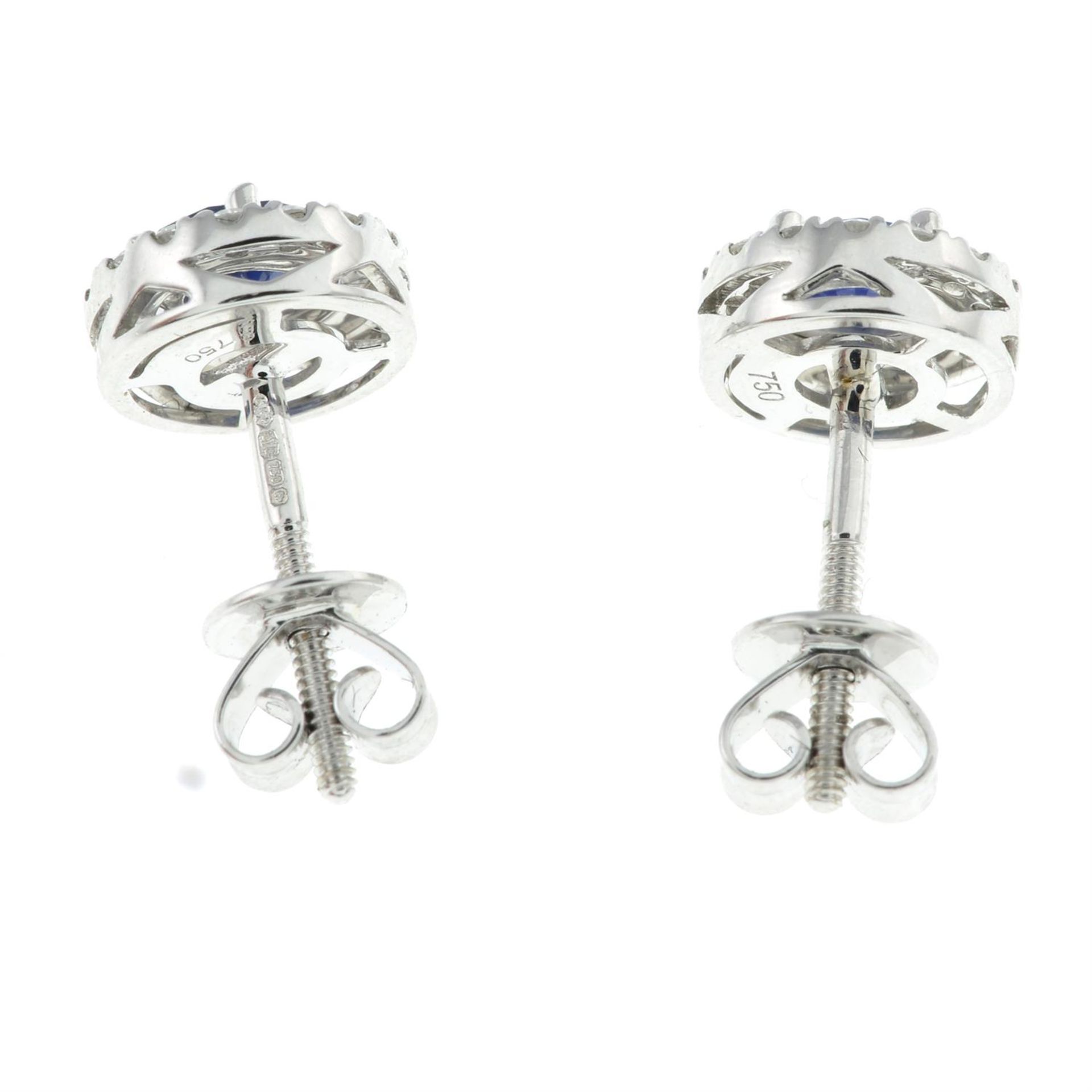 18ct gold sapphire & diamond earrings - Image 2 of 2