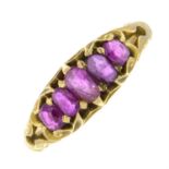 15ct Gold Antique Ruby Five Stone Ring (2.4g