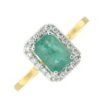 18ct gold emerald & diamond cluster ring