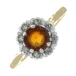 Citrine and single-cut diamond cluster ring.