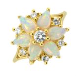 Diamond & opal floral cluster ring