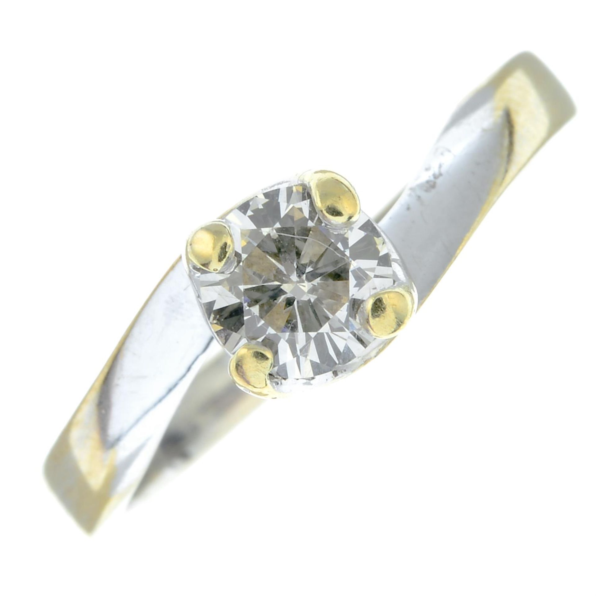 Brilliant-cut diamond single-stone ring.
