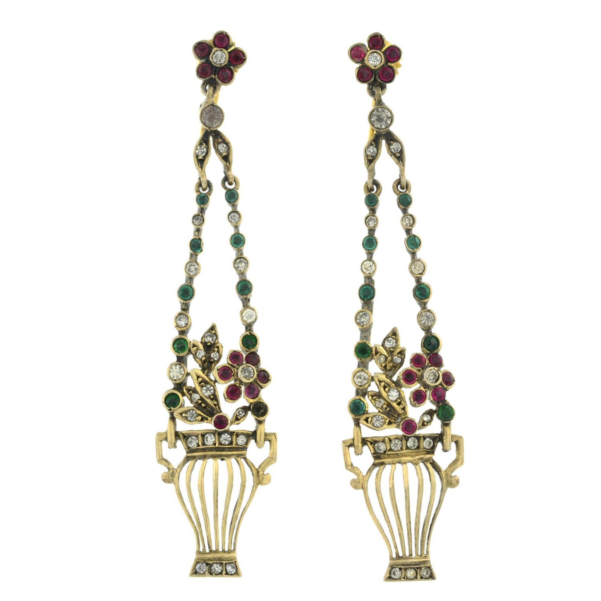 Mid Victorian vari-hue paste earrings