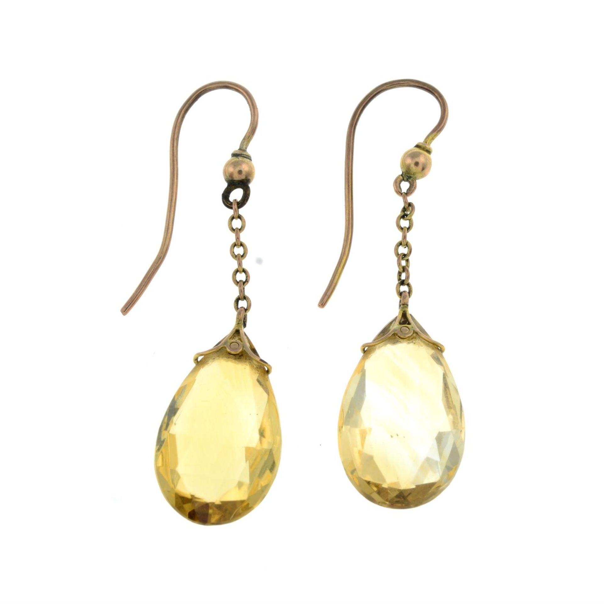 Early 20th century gold citrine earrings - Image 2 of 2