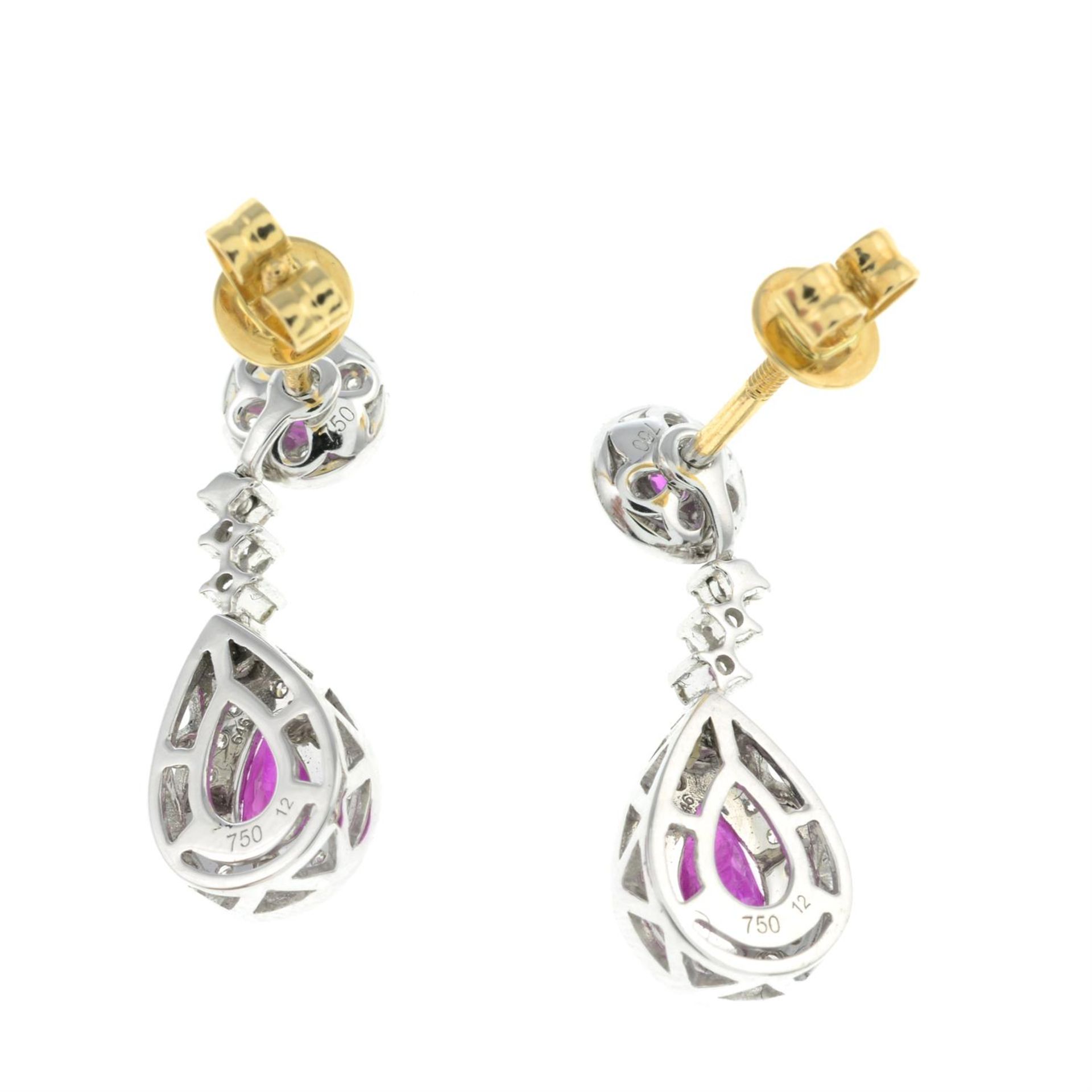 18ct gold ruby and diamond drop earrings - Bild 2 aus 2