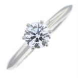 Brilliant-cut diamond single-stone ring, by Tiffany & Co.