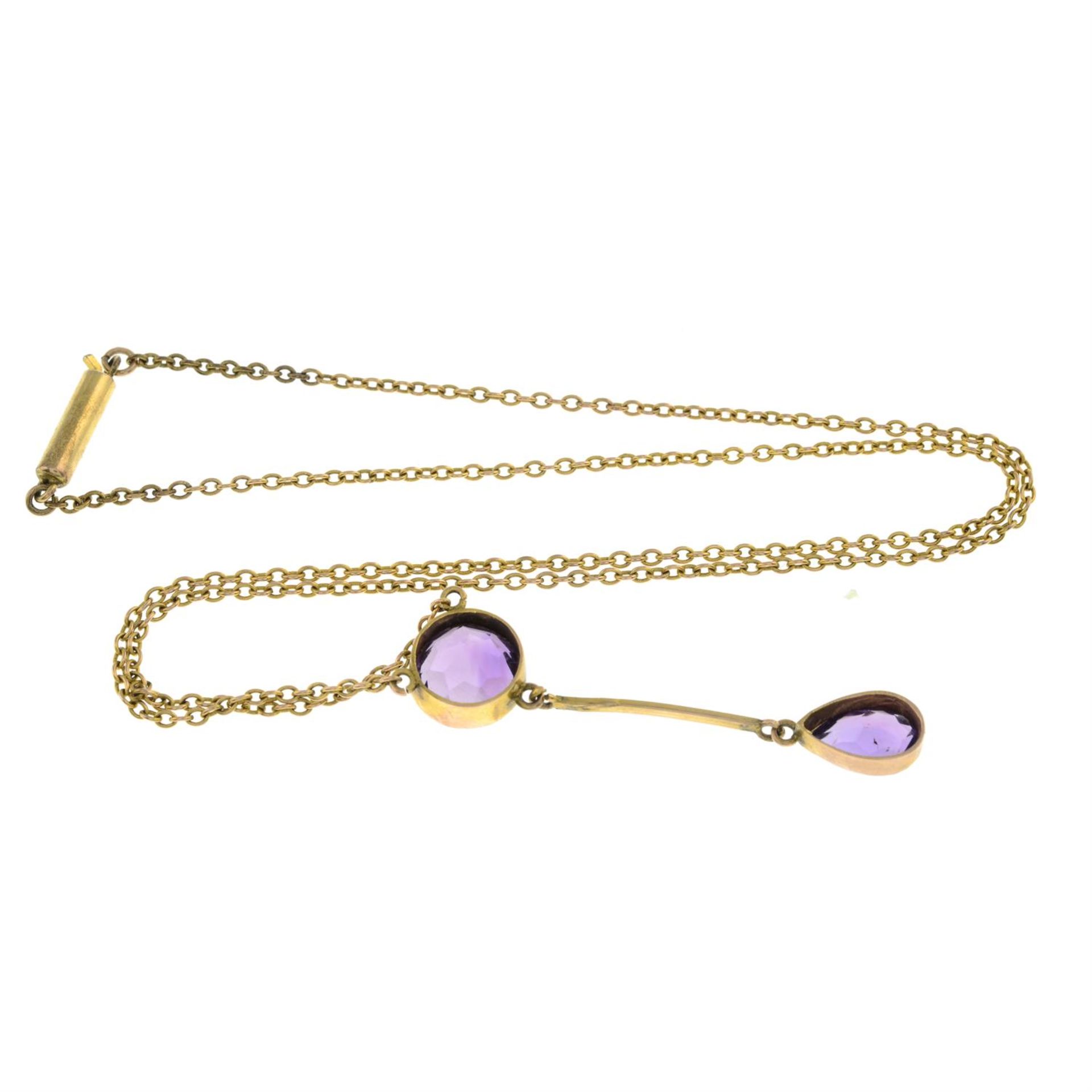Early 20th century 9ct gold amethyst necklace - Image 2 of 2