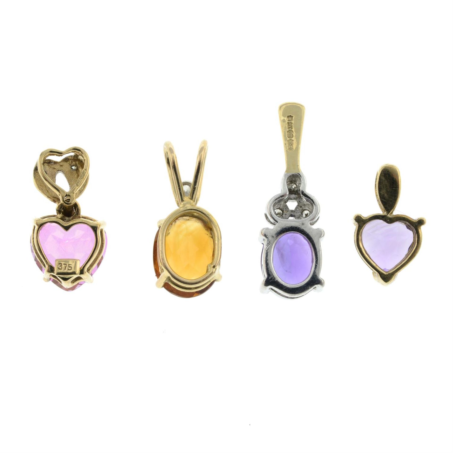 Four gem & diamond pendants - Bild 2 aus 2