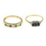 Two 9ct gold sapphire & diamond rings