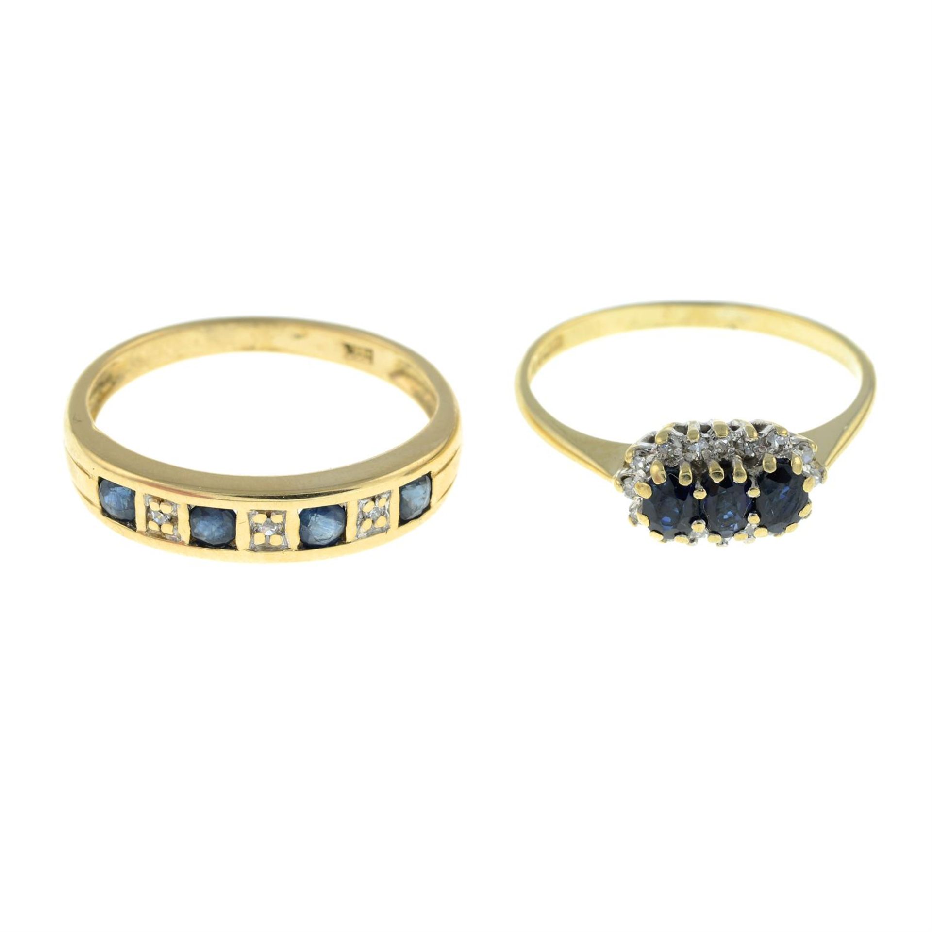 Two 9ct gold sapphire & diamond rings