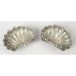 Pair of Italian silver shell dishes.