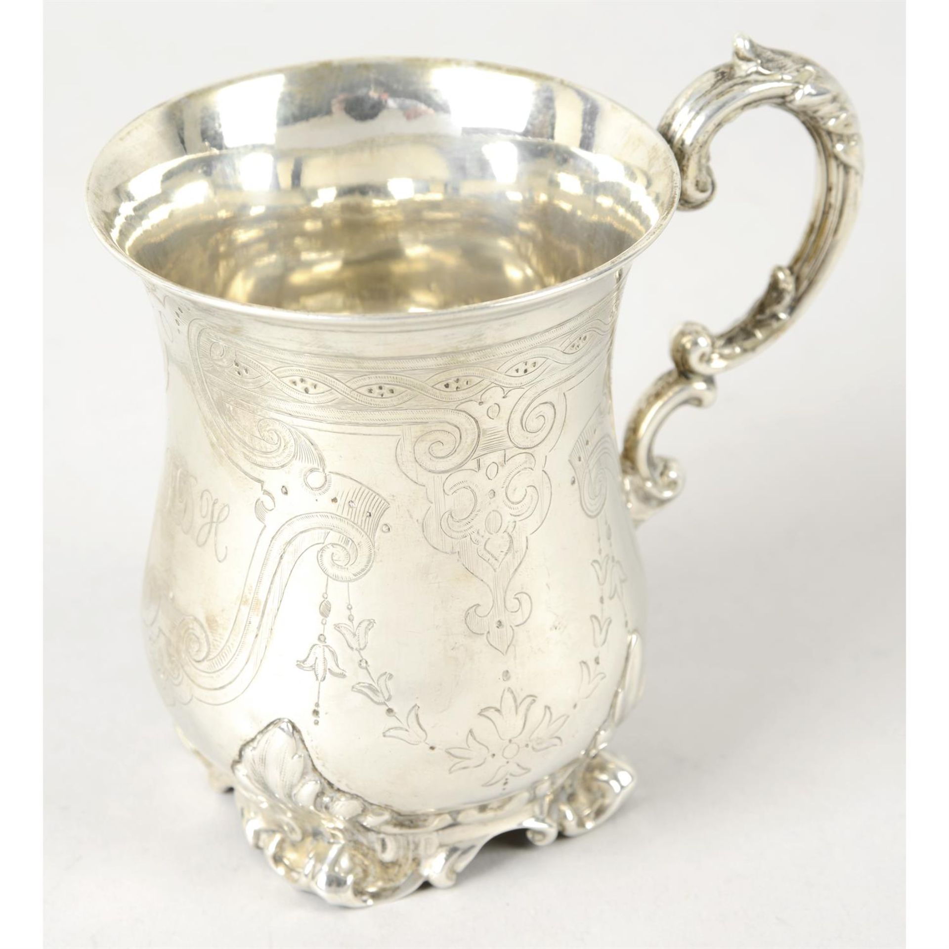 A Victorian silver christening mug.