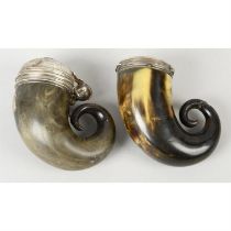 Two white metal mounted snuff mulls (a.f).