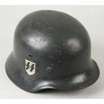 A German steel shell helmet.