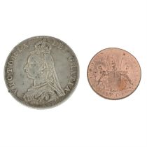 Victoria, Double-Florin 1887, EIC 10-Cash 1808. (2).