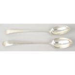 Two George III silver Old English pattern serving spoons, by Hester Bateman.