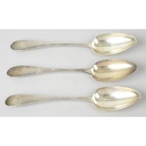A set of three George IV Scottish silver Celtic Point table spoons.