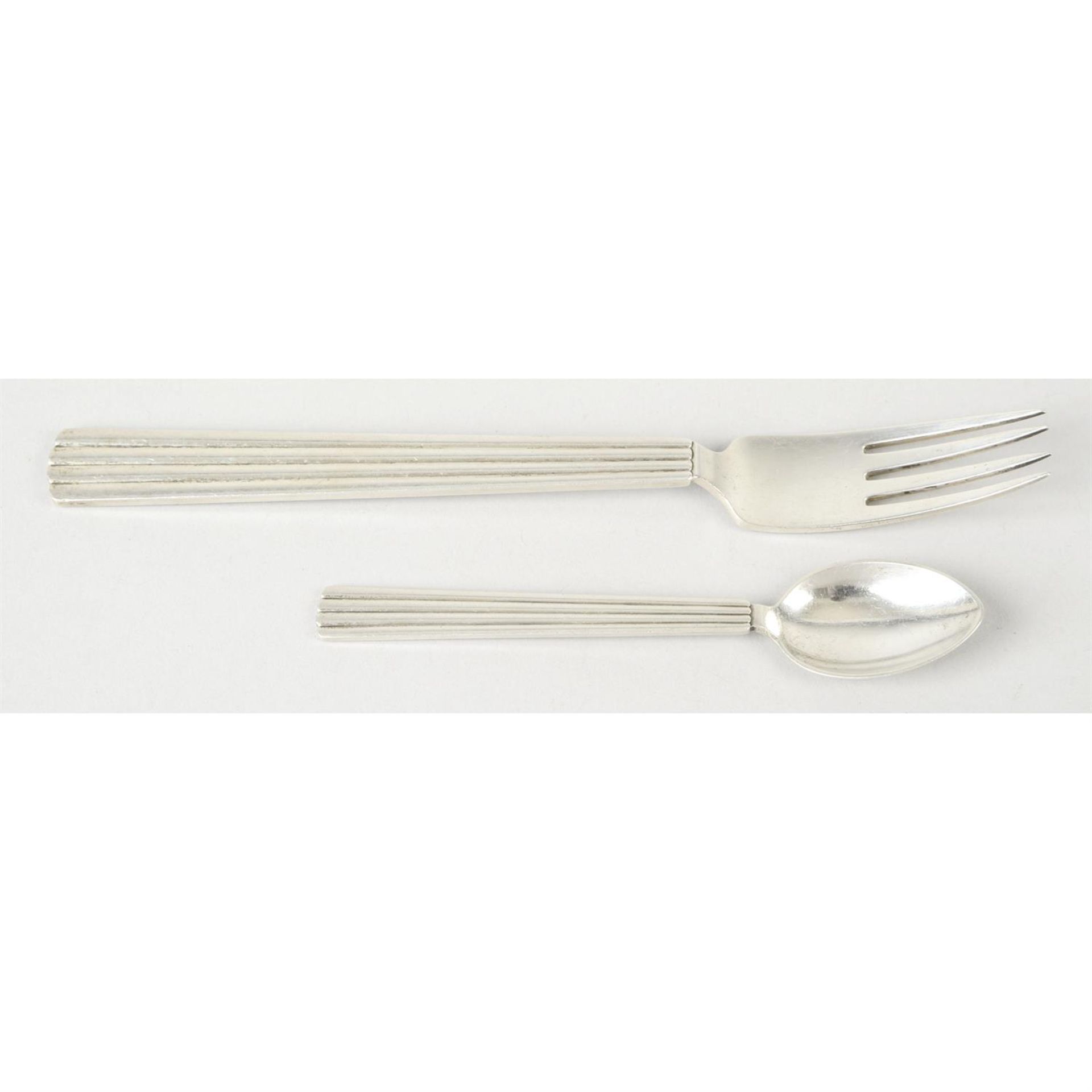 Georg Jensen, a fork & teaspoon in Bernadotte pattern. (2).