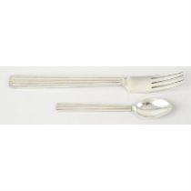 Georg Jensen, a fork & teaspoon in Bernadotte pattern. (2).