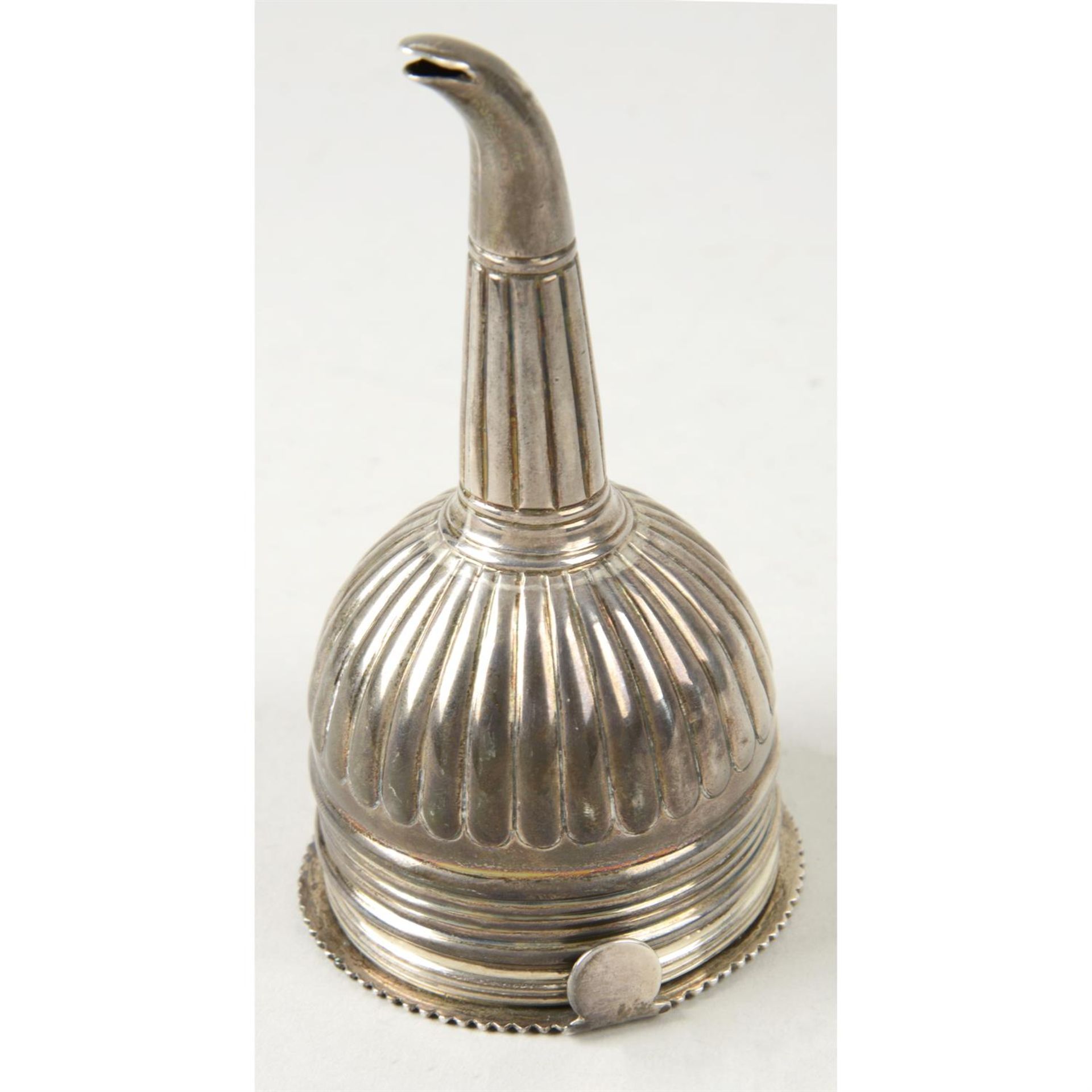 A George III silver wine funnel.