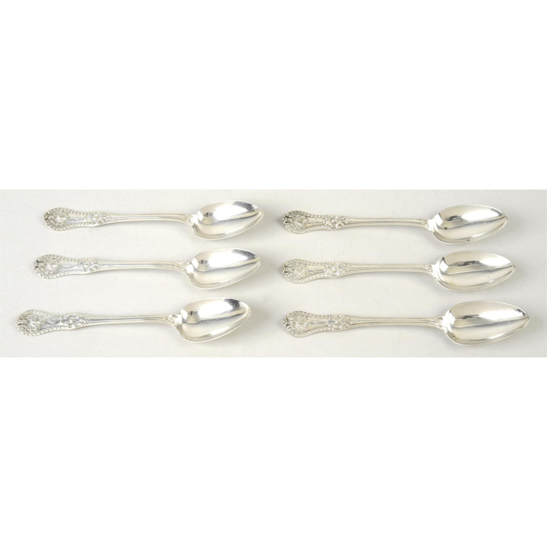 A matched set of six mid-Victorian Glasgow silver teaspoons.