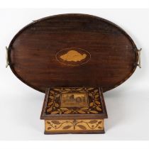 A Killarney Ware box and an Edwardian tray