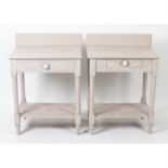 A matched pair of pine bedside cabinets, upcycled by Danielle Bayliss for The Pathway Project.