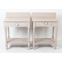 A matched pair of pine bedside cabinets, upcycled by Danielle Bayliss for The Pathway Project.