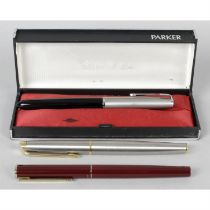 A mixed selection of assorted pens to include Parker Victory fountain pen.