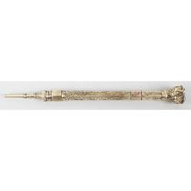 A 9ct gold slide action telescopic propelling pencil.