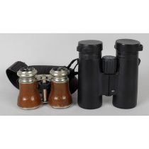 A pair of Opticron 8 x 42 (waterproof) binoculars, together with a pair of Le Jocket Club Paris