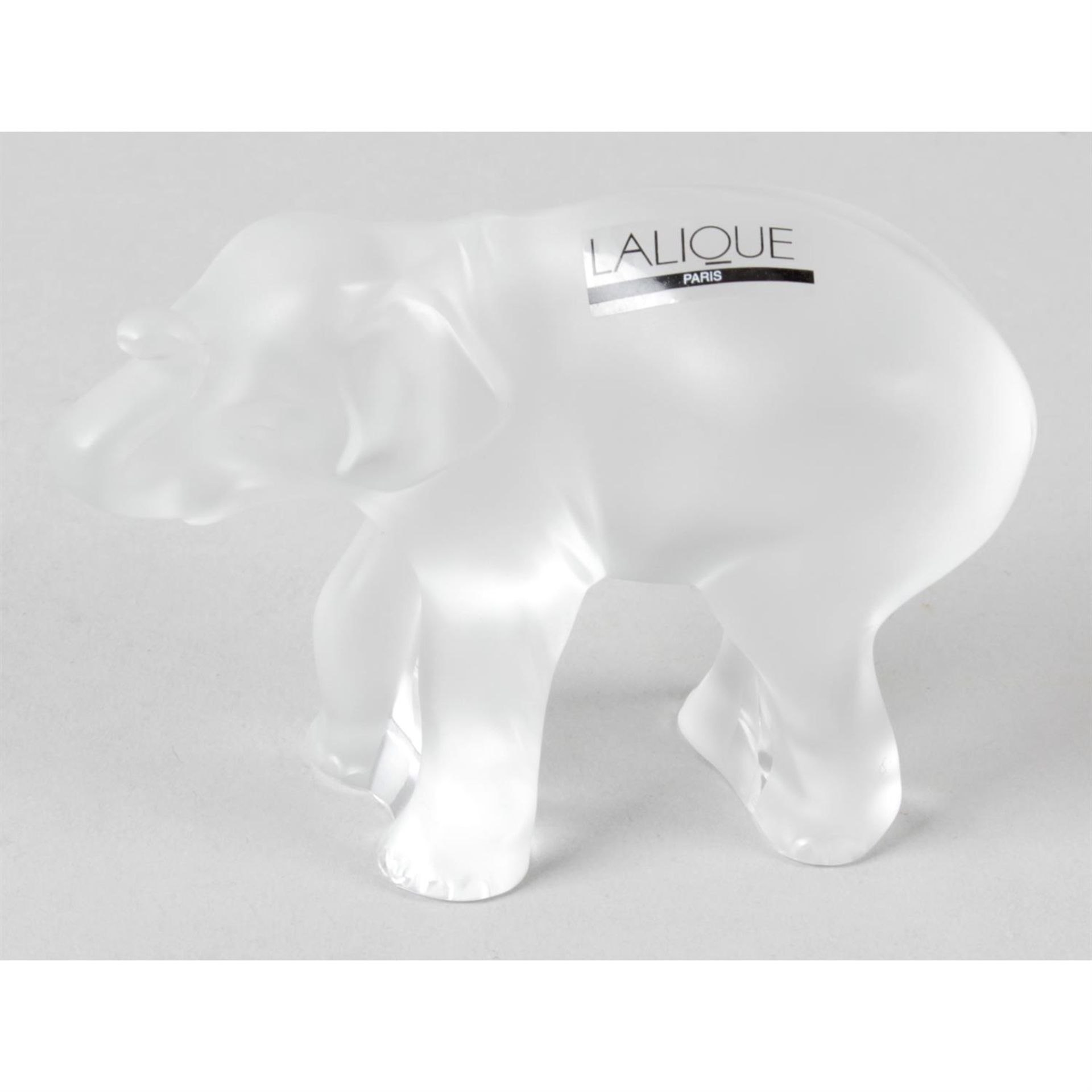 A Lalique frosted glass elephant.