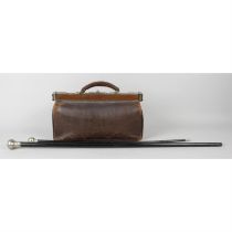 A Charles Weir silk top hat, together with a brown Gladstone bag, two walking canes, etc.