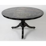 A Japanese Nagasaki lacquer snap top table.