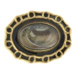 Mid 19th century black enamel mourning brooch