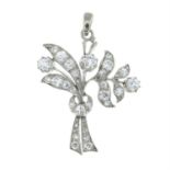 Old-cut diamond floral spray pendant