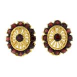 Garnet floral clip earrings
