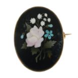 Late 19th century gem-set pietra dura brooch