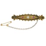 Late 19th century 15ct gold diamond and ruby brooch