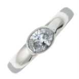 Platinum diamond single-stone ring