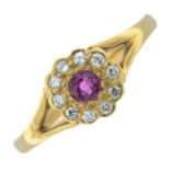 18ct gold ruby and diamond cluster ring, by Cropp & Farr