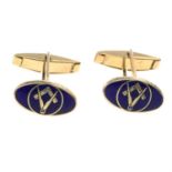 9ct gold blue enamel Masonic cufflinks