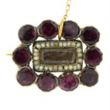 Victorian garnet and seed pearl brooch