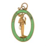 Early 20th century 9ct gold and enamel 'Teddy Tail' pendant