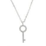 Diamond key pendant, with chain