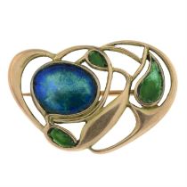 Early 20th century 9ct gold and enamel brooch, by Archibald Knox for Liberty & Co.