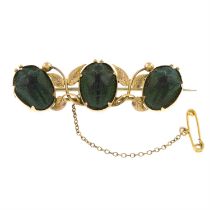 Victorian scarab beetle and foliate brooch